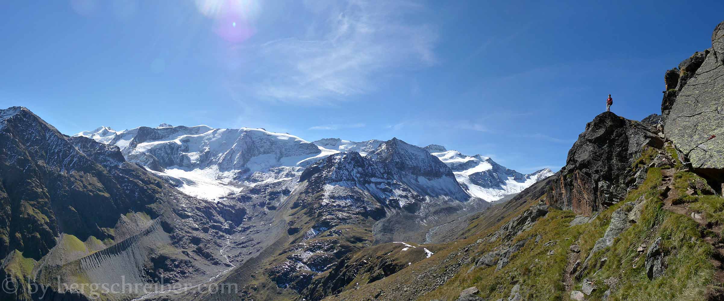 Fuldaer Höhenweg, vom Rifflsee zum Taschachhaus im Angesicht der Wildspitze und der (schwindenden) Ötztaler Gletscher.