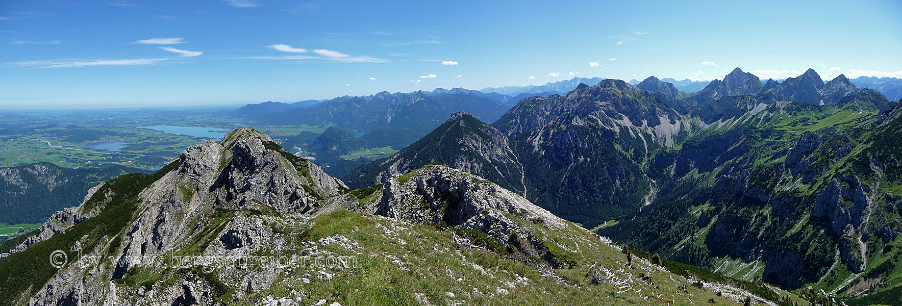 Gipfelpanorama Brentenjoch  - Die Bergumrahmung des Füssener Landes im Allgäu