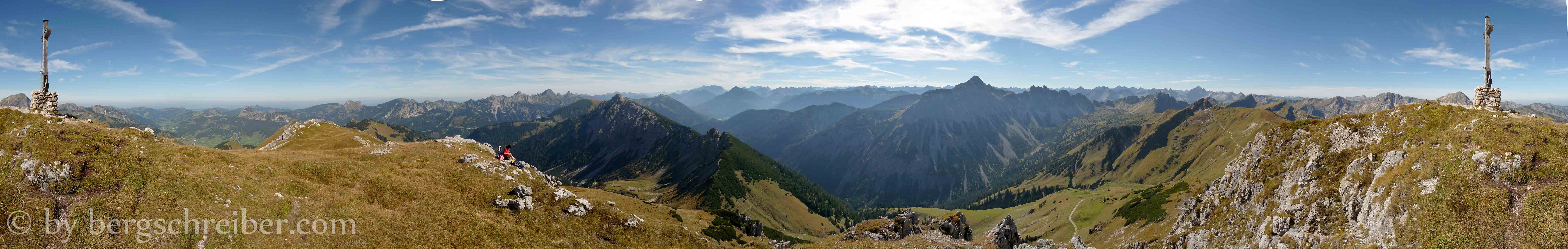 Sulzspitze Gipfelpanorama 360°, großes Panorama mit 8 MB siehe Link "Panoramio"