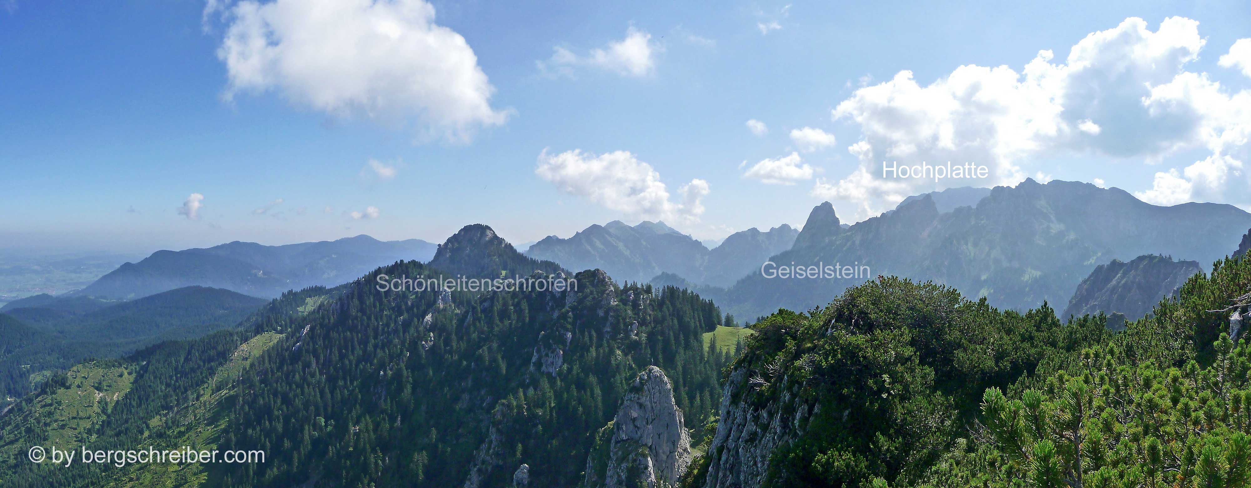 Panorama der Ammergauer Alpen vom Latschenschrofen